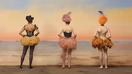 Three dancers at the sea